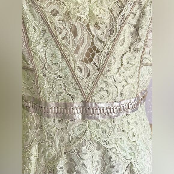 Free People Womens Boho Formal Lace Pale Mint Elegant Romantic Maxi Dress Sz 10 - Picture 4 of 12